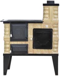 eSemineu Terracotta stove Cream Rustic boot type with cast iron door 8kW right