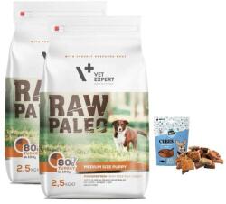 VetExpert VETEXPERT Raw Paleo Puppy Medium 2x2, 5kg + Mr. Bandit Cubes - lazac kockák 500g