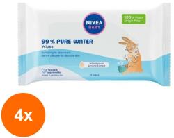 Nivea Baby Set 4 x 57 Servetele Umede pentru Bebelusi Nivea Baby Aqua Pure Water (ROC-4xCOR1019618MF)