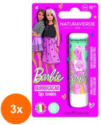 Naturaverde Kids Set 3 x Balsam de Buze Naturaverde Kids Barbie, SPF15, Capsuni, 5.7 ml