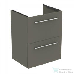 Ideal Standard I. Life S 50x37, 5 cm-es 2 fiókos fali szekrény mosdó és fogantyú nélkül, Quartz grey matt T5291NG (T5291NG)
