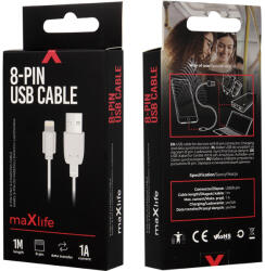 Maxlife Cablu date iPhone 1m Alb Lighting Cable Maxlife (5900495758118)