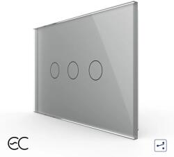 LIVOLO Intrerupator Triplu Cap Scara / Cruce cu Touch LIVOLO din Sticla, Standard Italian - protocol ZigBee EC - culoare gri