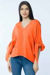 SHOPIKA Bluza de vara cu funde, din in, oversize, portocalie Talie unica