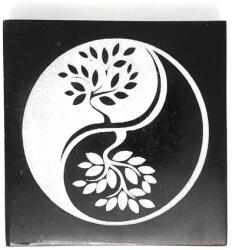 R. M. ékszer Szelenit négyzet yin yang életfa fekete 7-8cm (109654)