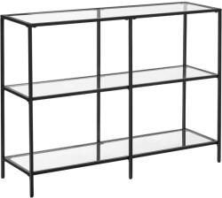 VASAGLE Konzolasztal polcokkal edzett üveglappal, fekete 100x73x30cm (LGT027B01)