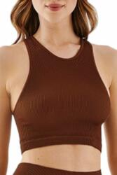 Gabriella Crop top Halter Rib, mocca, L/XL