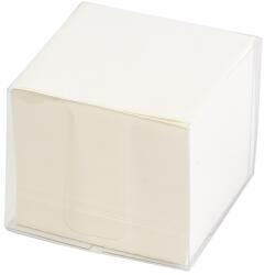 Bluering Kockatömb 8x8x6, 5cm, ragasztás nélküli, transzparens tartóban 80% fehérség Bluering® fehér (894450) - irodaitermekek
