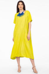 Pierino Rochie lunga verde lime din in mercerizat si vascoza, marime oversize Talie unica