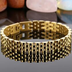 Elegance Egyedi nemesacél karlánc arany fazonban különleges szemzéssel 10 mm 18, 5 cm - 20 cm - 21, 5 cm választható (KAR - 34454)