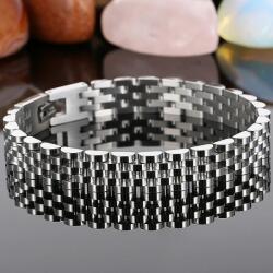 Elegance Egyedi nemesacél karlánc ezüst fazonban különleges szemzéssel 10 mm 18, 5 cm - 20 cm - 21, 5 cm választható (KAR - 34458)