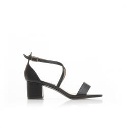 Tsoukalas Sandale cu toc Negre imitație de piele cu barete încrucișate - tsoukalas-shoes - 104,11 RON