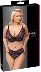 Cottelli Collection Plus Size - áttetsző mintás melltartó szett (lila) (22142454061) - szexaruhaz