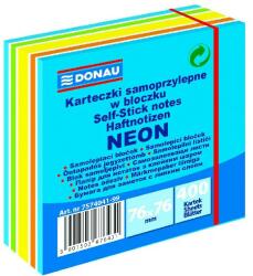 DONAU Öntapadó jegyzettömb DONAU 76x76 mm 400 lap vegyes neon színek kék