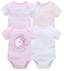 Foxy Baby Rövid ujjú pamut body szett (4db-os) ( 56 ) - Unikornis és csillagok - pindurka