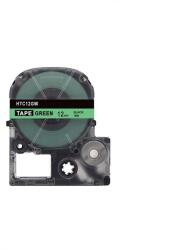 Compatibil Epson HTC12GW, 12mm x 8m, text negru / fundal verde, banda compatibila (HTC12GW)