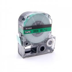 Compatibil Epson HTC18GW, 18mm x 8m, text negru / fundal verde, banda compatibila (HTC18GW)