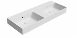 SAPHO Kube X dupla medencés kerámiamosdó 120x47 csapfurat nélkül, ExtraGlaze, matt fehér 9425009 (9425009)