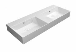 SAPHO Kube X dupla medencés kerámiamosdó csapfurat nélkül 120x47 cm, ExtraGlaze bevonattal, fehér 9425011 (9425011)
