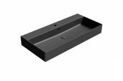SAPHO GSI Kube X kerámiamosdó csaplyukkal, csiszolt alsó élekkel 100x47 cm, matt fekete 94239126 (94239126)