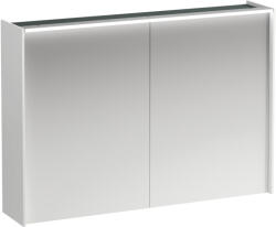 Laufen LANI Tükrös szekrény, 100 cm, 2 ajtóval, vízszintes LED világítással, 2 üveg polccal, 1 dugaljjal, Matt Fehér H4037921122601 (H4037921122601)
