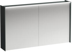 Laufen LANI Tükrös szekrény, 120 cm, 2 ajtóval, vízszintes LED világítással, 2 üveg polccal, 1 dugaljjal, Traffic Szürke H4038221122661 (H4038221122661)