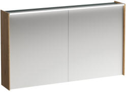 Laufen LANI Tükrös szekrény, 120 cm, 2 ajtóval, vízszintes LED világítással, 2 üveg polccal, 1 dugaljjal, Vad Tölgy H4038221122671 (H4038221122671)