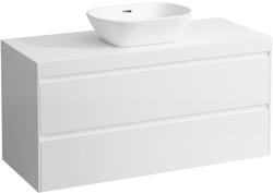 Laufen LANI Moduláris alsószekrény, 120 cm, 2 fiókkal, mosdótartó lap 65 mm vastagsággal, kivágással középen, matt fehér színben, Fényes Fehér H4045711122611 (H4045711122611)