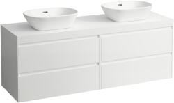 Laufen LANI Moduláris alsószekrény, 160 cm, 4 fiókkal, mindkét oldalon 80 cm-es 2 fiókos elemmel, mosdótartó lap 65 mm vastagsággal, kivágással jobb és bal oldalon, matt fehér színben, Matt Fehér H4045941122