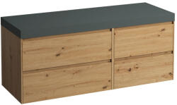 Laufen LANI Moduláris alsószekrény, 140 cm, 4 fiókkal, bal oldalon 80 cm-es 2 fiókos elemmel, jobb oldalon 60 cm-es 2 fiókos elemmel, mosdótartó lap 65 mm vastagsággal, kivágás nélkül, . 266 szürke színben,