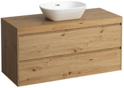 Laufen LANI Moduláris alsószekrény, 120 cm, 2 fiókkal, mosdótartó lap 65 mm vastagsággal, kivágással középen, . 267 tölgy felülettel, Vad Tölgy H4065711122671 (H4065711122671)