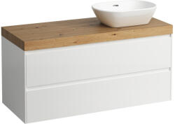 Laufen LANI Moduláris alsószekrény, 120 cm, 2 fiókkal, mosdótartó lap 65 mm vastagsággal, kivágással jobb oldalon, . 267 tölgy felülettel, Fényes Fehér H4065731122611 (H4065731122611)