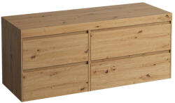 Laufen LANI Moduláris alsószekrény, 140 cm, 4 fiókkal, jobb oldalon 80 cm-es 2 fiókos elemmel, bal oldalon 60 cm-es 2 fiókos elemmel, mosdótartó lap 65 mm vastagsággal, kivágás nélkül, . 267 tölgy felülettel