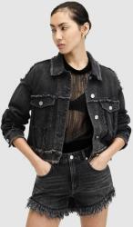 AllSaints geaca jeans CLAUDE FRAY JACKET femei, culoarea negru, de tranzitie, W041OA PPYH-KUD10F_99X