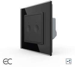 LIVOLO Intrerupator Dublu Cap Scara / Cruce cu Touch LIVOLO cu Rama din Sticla - Protocol Zigbee EC - culoare negru