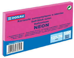 DONAU Öntapadós jegyzettömb DONAU 76x127 mm 100 lap neon rózsaszín (U7588011-16) - papir-bolt