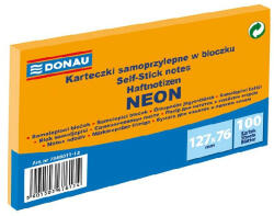 DONAU Öntapadó jegyzettömb DONAU 76x127 mm 100 lap neon narancssárga (03_00638)