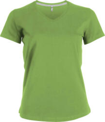 Kariban Női V-nyakú rövid ujjú pamut póló, Kariban KA381, Lime-2XL (ka381li-2xl)