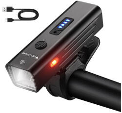  Erős fényű kerékpár lámpa 4 mód, USB tölthető, fém házas