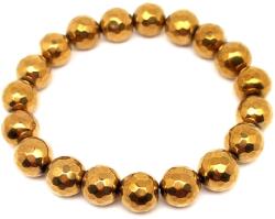 R. M. ékszer Achát hatszög faz aura arany golyó karkötő 10mm (059215)