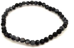 R. M. ékszer Obszidián hópehely fazettált golyó karkötő 4, 5mm (058106)
