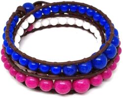 R. M. ékszer Jáde mix szin golyó 6-10mm bőrrel font kari 58cm (059373)