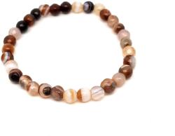 R. M. ékszer Achát golyó kari faz szinez barna fehér 6-6, 5mm (058686)