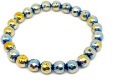R. M. ékszer Achát hatsz. faz aura sárga kék golyó kari 7-8mm (059228)