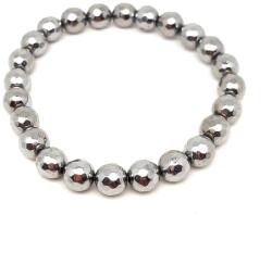 R. M. ékszer Achát hatszög faz aura ezüst golyó karkötő 7-8mm (059230)