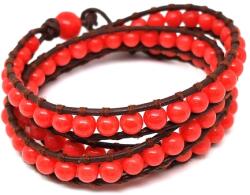 R. M. ékszer Jáde szin málna golyó 6mm bőrrel font kari 58cm (059363)