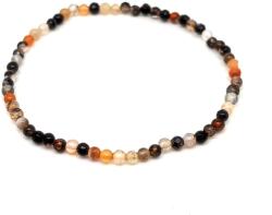 R. M. ékszer Achát tűz fazettált fekete szürke golyó kari 3-4mm (058414)