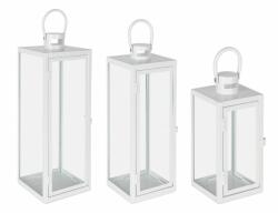 Bizzotto Set 3 felinare metal alb Azenor 10x10x22.5 cm, 14x14x39.5 cm, 18x18x50.5 cm (0141516)