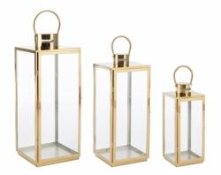 Bizzotto Set 3 felinare otel auriu Alban 17x16x40.5 cm, 22x21x53.5 cm, 26x25x65 cm (0141530)