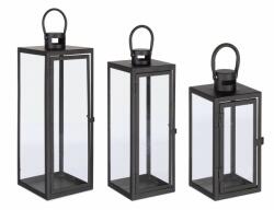Bizzotto Set 3 felinare metal negru Azenor 10x10x22.5 cm; 14x14x39.5 cm; 18x18x50.5 cm (0141515)